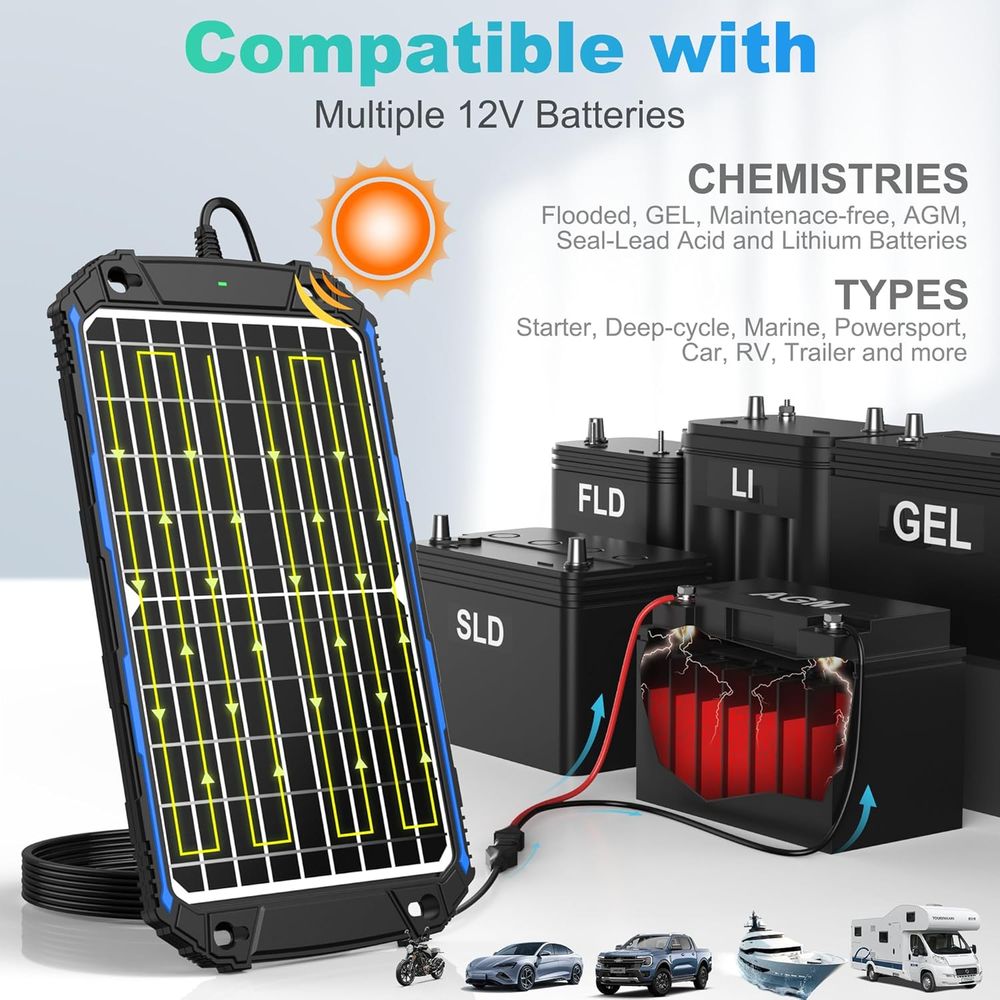 방수 12W 12V 태양광 배터리 충전기 및 유지관리  - Charge Controller Solar 리뷰 및 가격