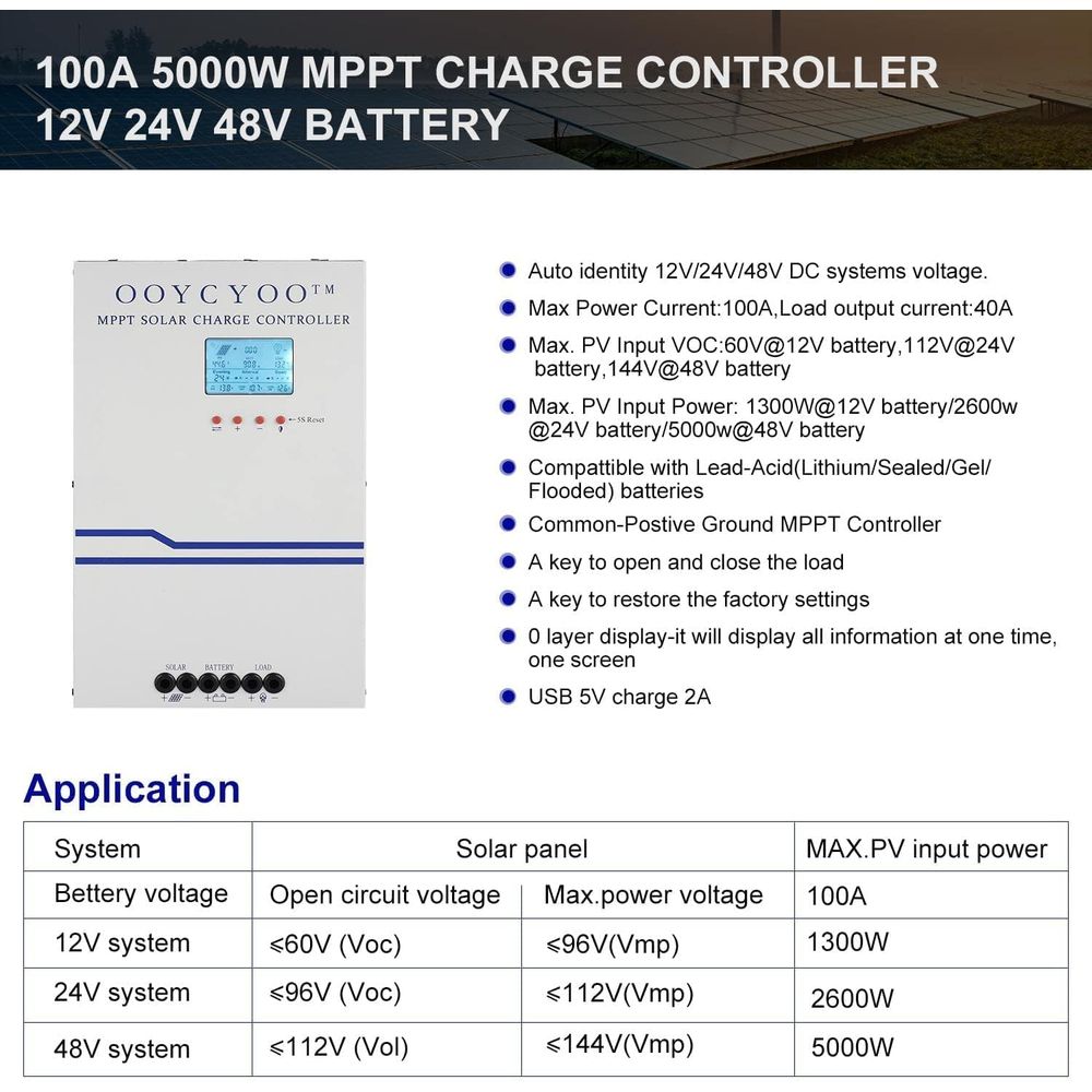 100A MPPT 태양광 충전 컨트롤러 24V 12V  - Charge Controller Solar 리뷰 및 가격